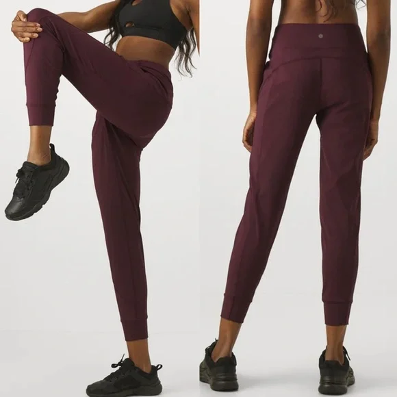 Athleta Rainier Mid Rise Soft Lined Jogger Spiced Cabernet M Athleisure Outdoor - Picture 2 of 16